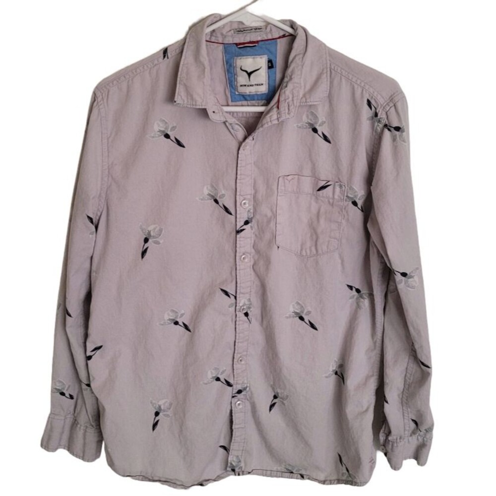 Now and Then Men's Button-Down Long Sleeve Shirt Flower Print Size XL